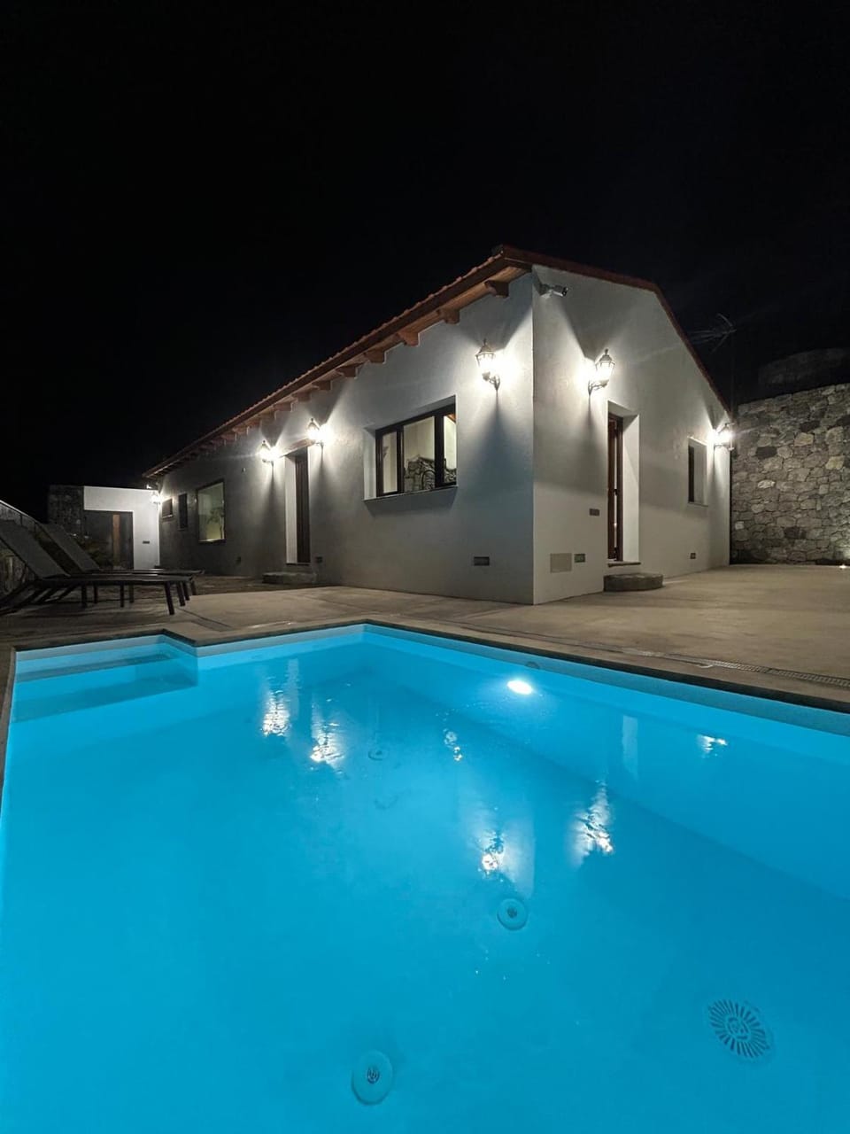 Property building, Night, Swimming pool
