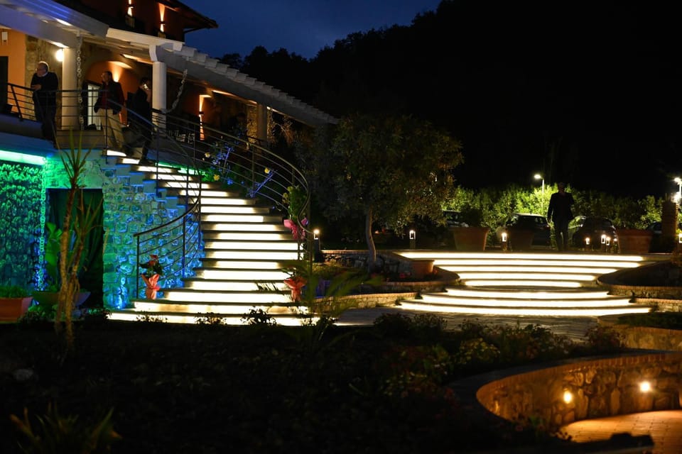 Property building, Night, Garden, Garden view