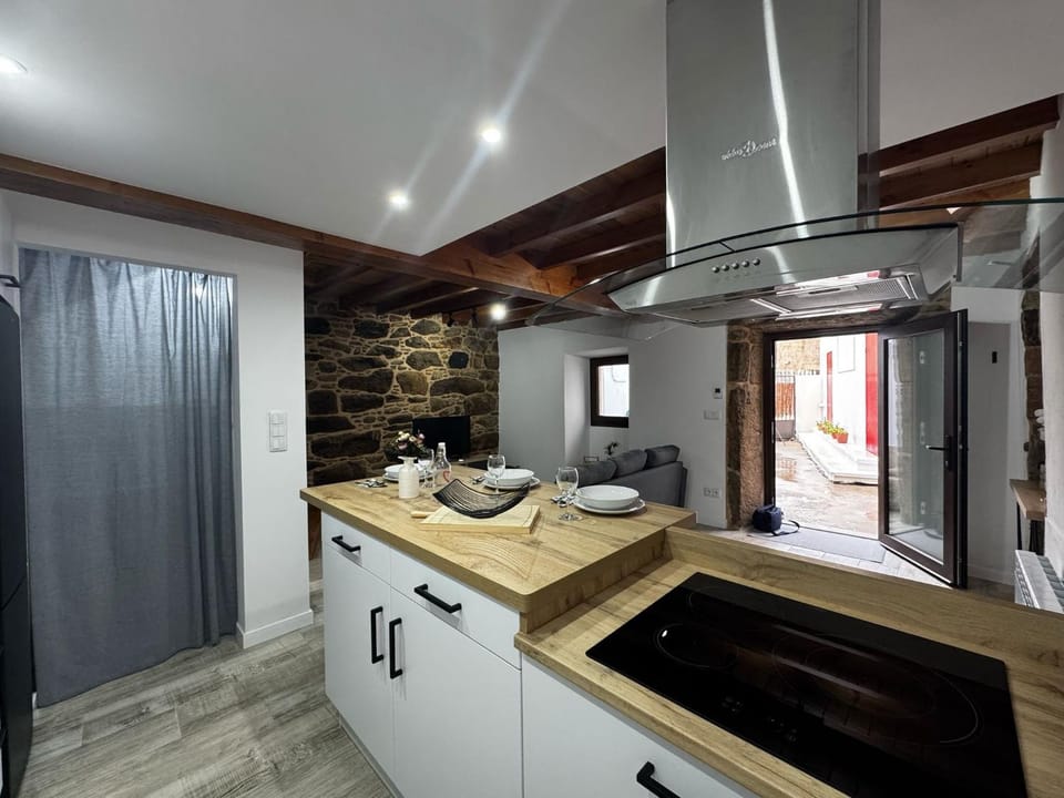 Kitchen or kitchenette, stove