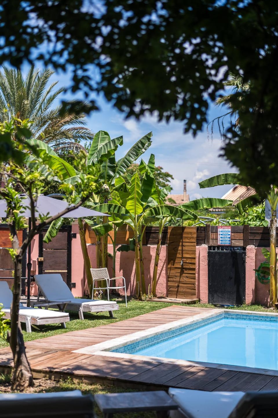 Patio, Garden, Pool view, Swimming pool, sunbed