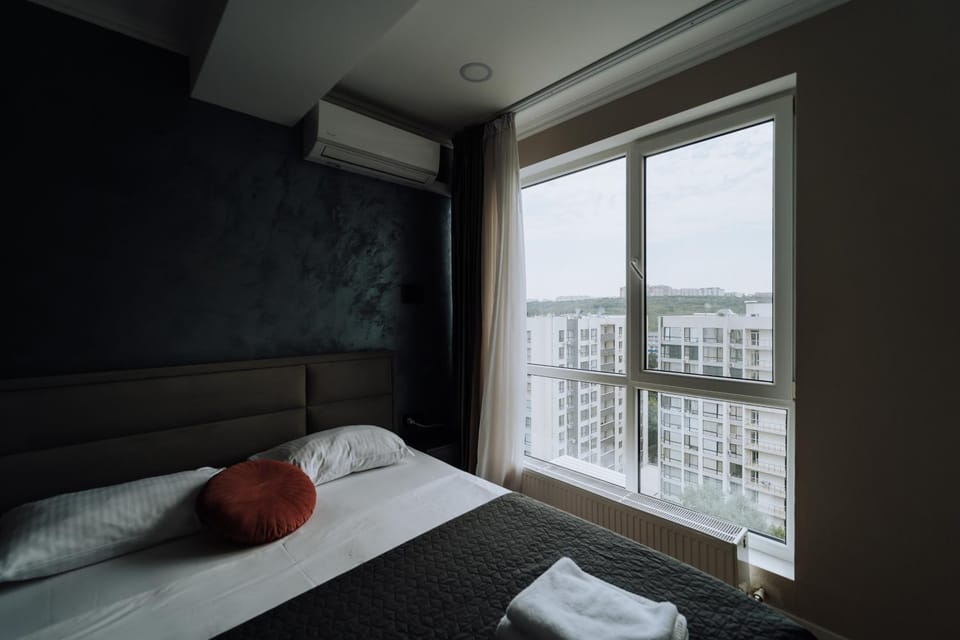 Bed, Natural landscape, View (from property/room), Photo of the whole room, Bedroom, towels, air conditioner