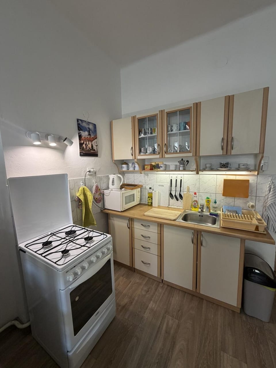 Kitchen or kitchenette, dishwasher, oven, stove