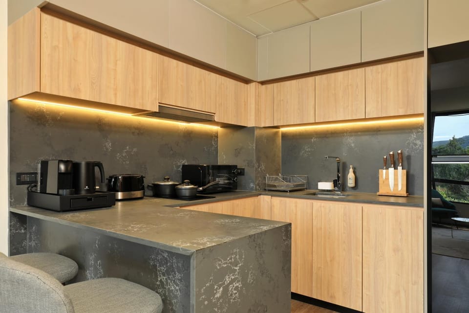 Coffee/tea facilities, Kitchen or kitchenette, stove, toaster