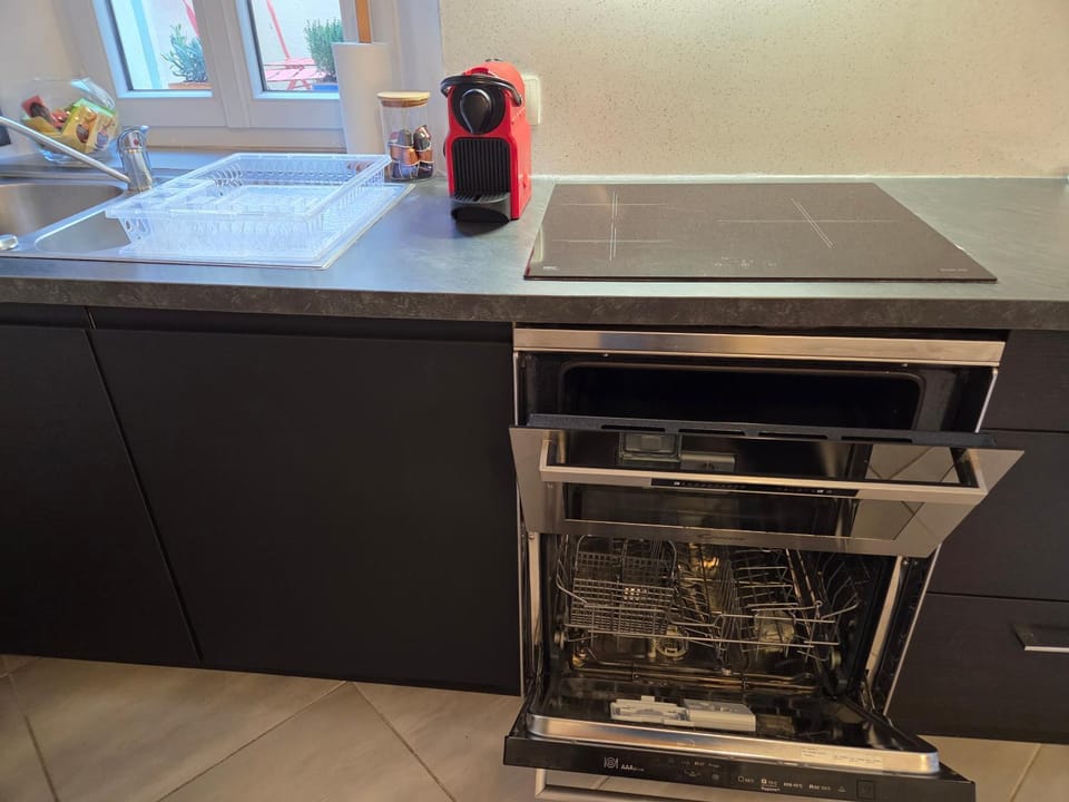 Coffee/tea facilities, Kitchen or kitchenette, oven