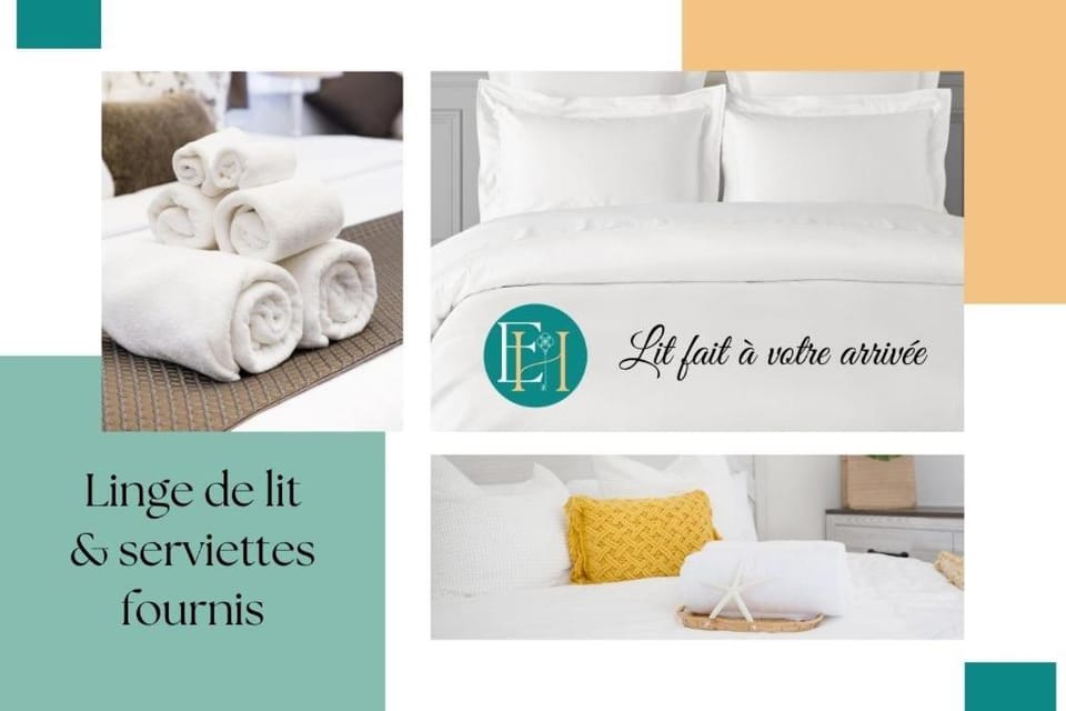 Bed, towels