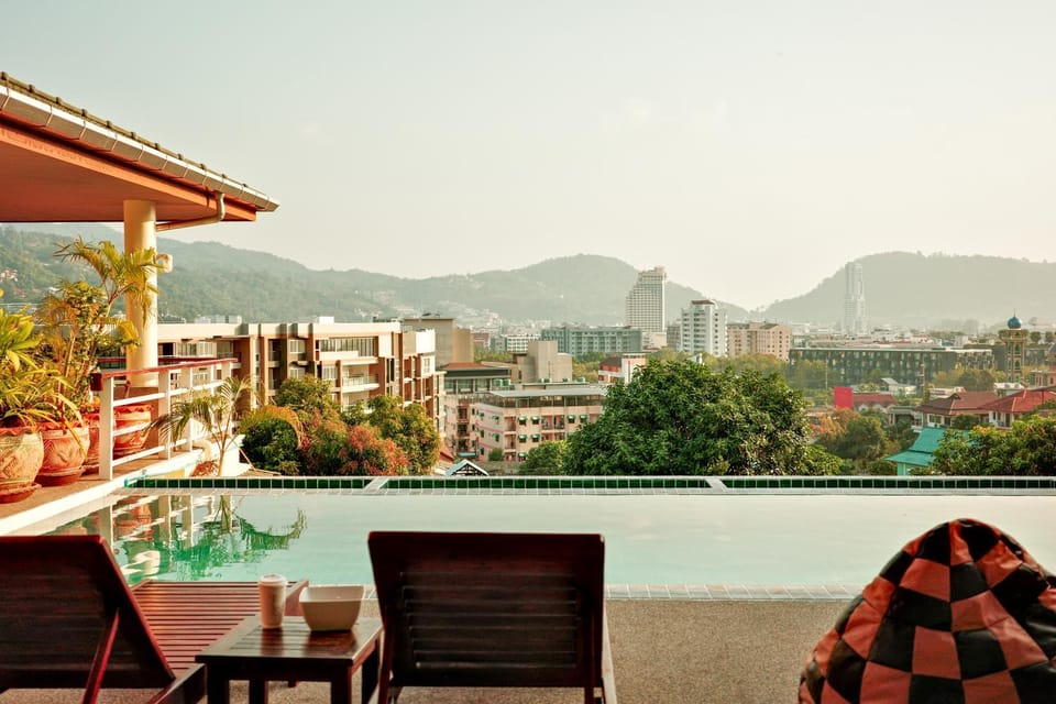 Patio, Day, Balcony/Terrace, City view, City view, Mountain view, Swimming pool