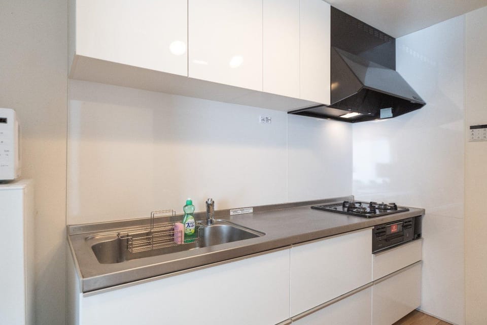 Kitchen or kitchenette, stove