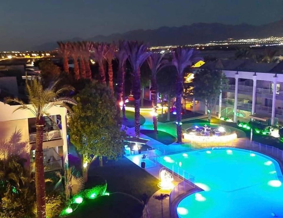 Night, Natural landscape, Pool view, Swimming pool, sunbed