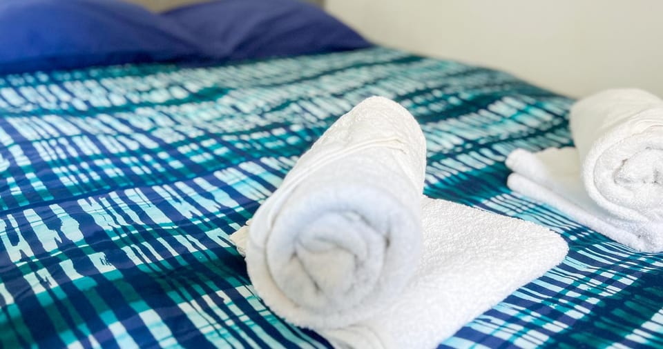 Bed, Photo of the whole room, Bedroom, towels