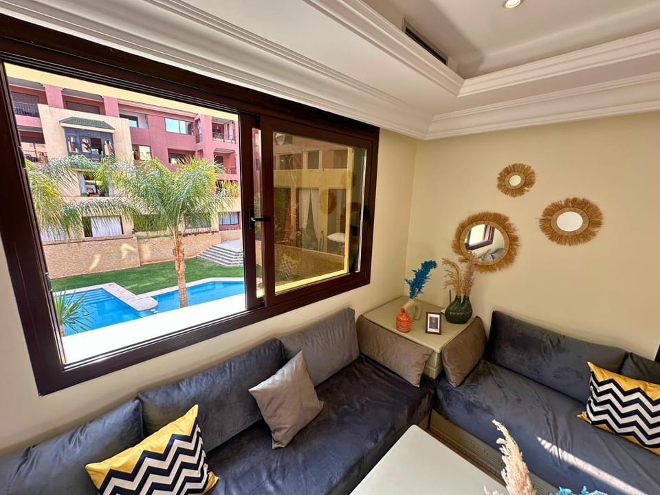 Living room, Pool view, Swimming pool