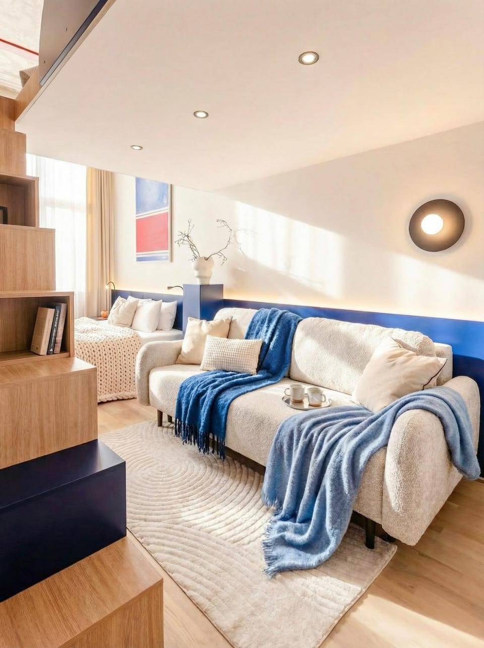 Bed, Seating area, Bedroom