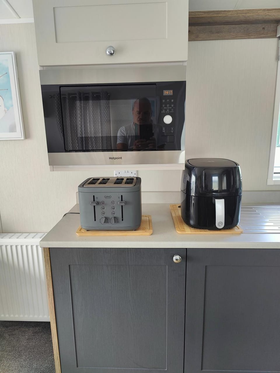 Kitchen or kitchenette, toaster