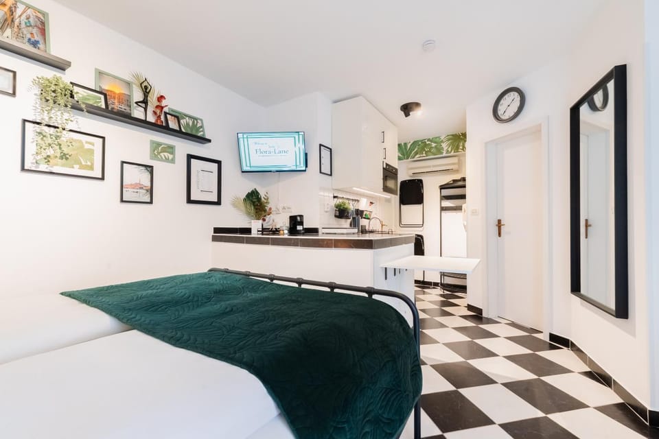 Bed, TV and multimedia, Kitchen or kitchenette, Living room, Photo of the whole room, Bedroom