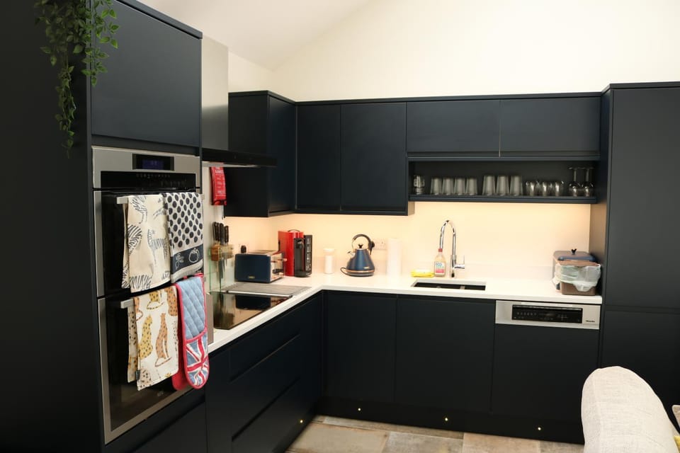 Coffee/tea facilities, Kitchen or kitchenette, oven, stove