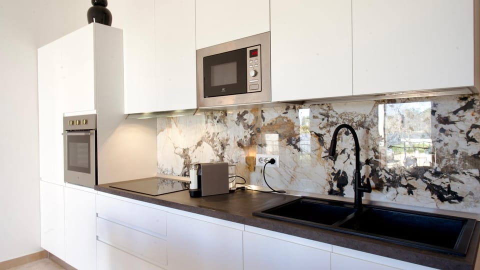 Kitchen or kitchenette, dishwasher, stove