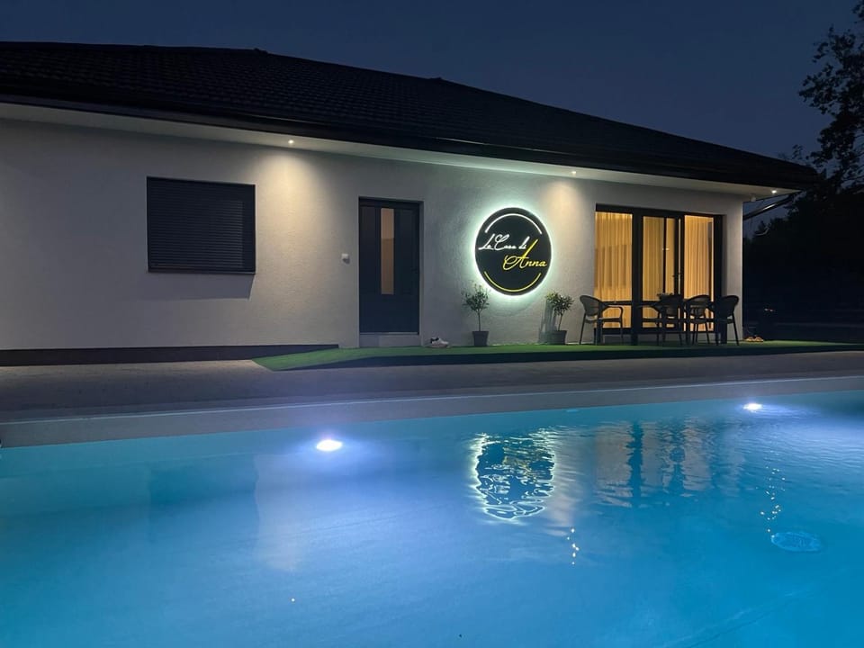 Property building, Night, Pool view, Swimming pool