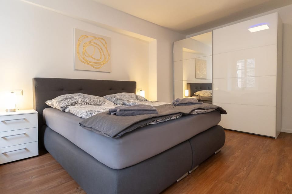 Bed, Photo of the whole room, Bedroom, towels, wardrobe