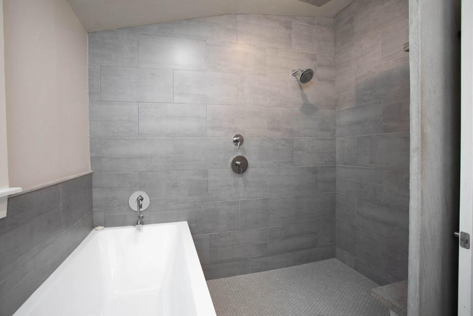 Tiled Shower Walk to Main Kitchenette Smart TV House in Fredericksburg