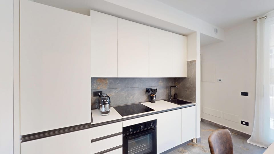 Kitchen or kitchenette, stove