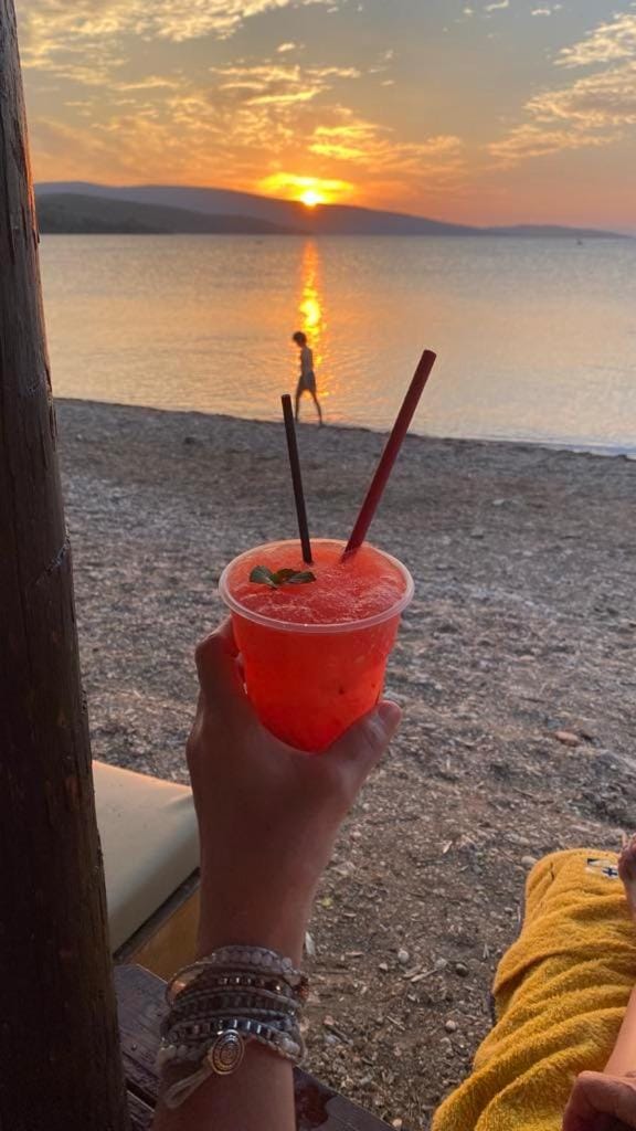 Food and drinks, Beach, Sea view, Sunset