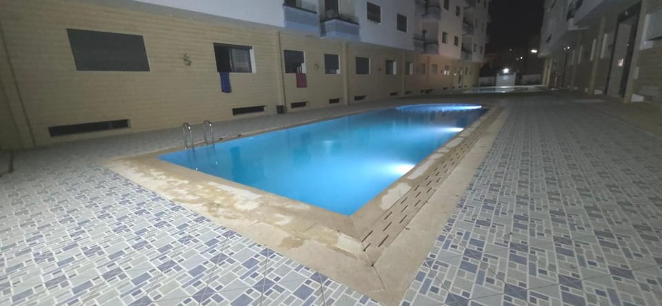 Night, Pool view, Swimming pool