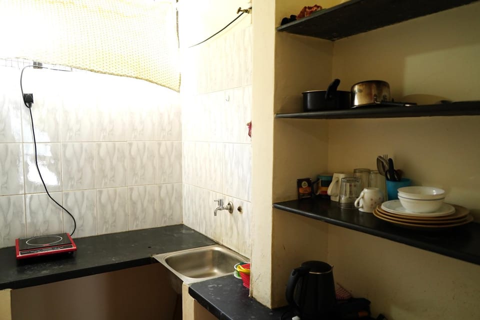 Kitchen or kitchenette, stove