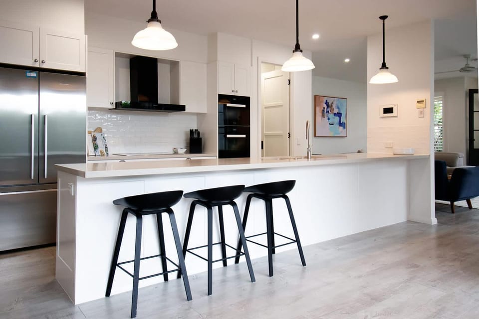 Kitchen or kitchenette, stove
