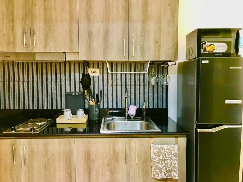 Kitchen or kitchenette, stove