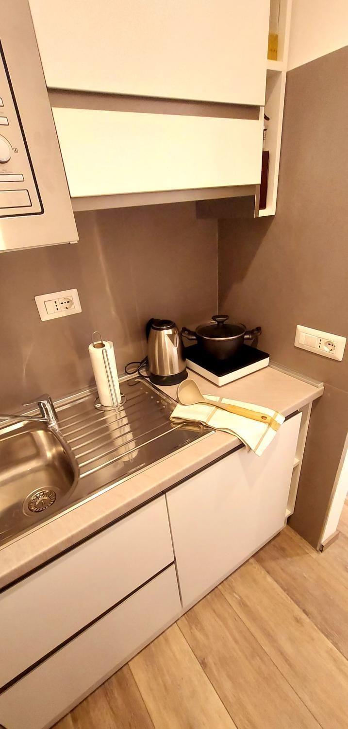 Kitchen or kitchenette, minibar, stove