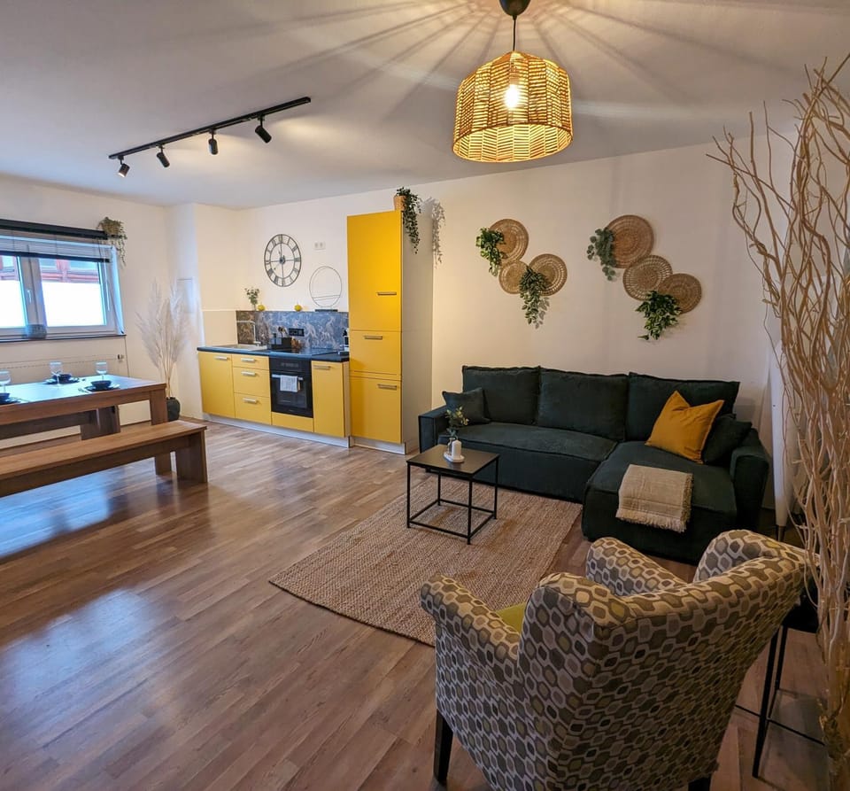 Kitchen or kitchenette, Living room, Seating area