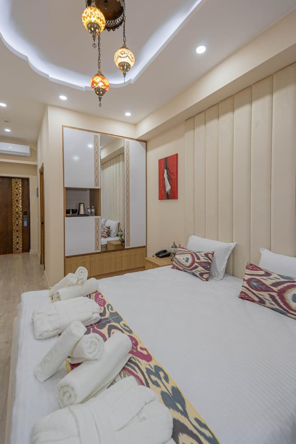 Bed, Photo of the whole room, Bedroom, towels, wardrobe