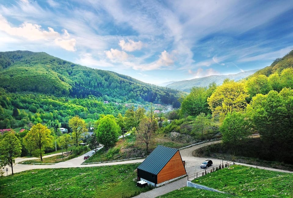 Natural landscape, Bird's eye view, Mountain view, Parking