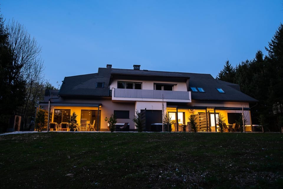 Property building, Night, Garden view