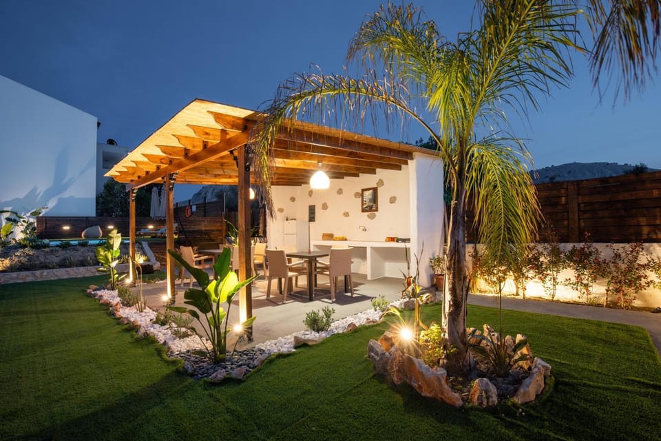 Property building, Night, Garden
