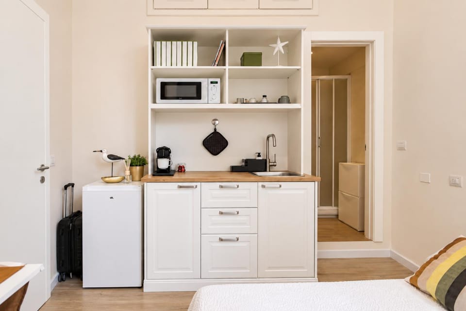 Bathroom, microwave, kitchen