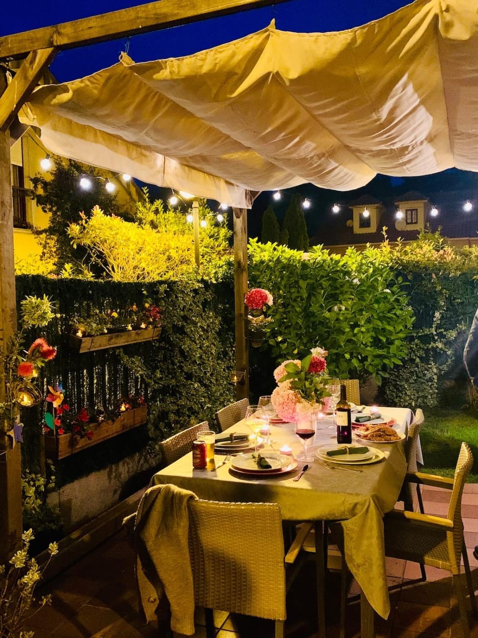 Patio, Night, Garden, Garden, Garden view