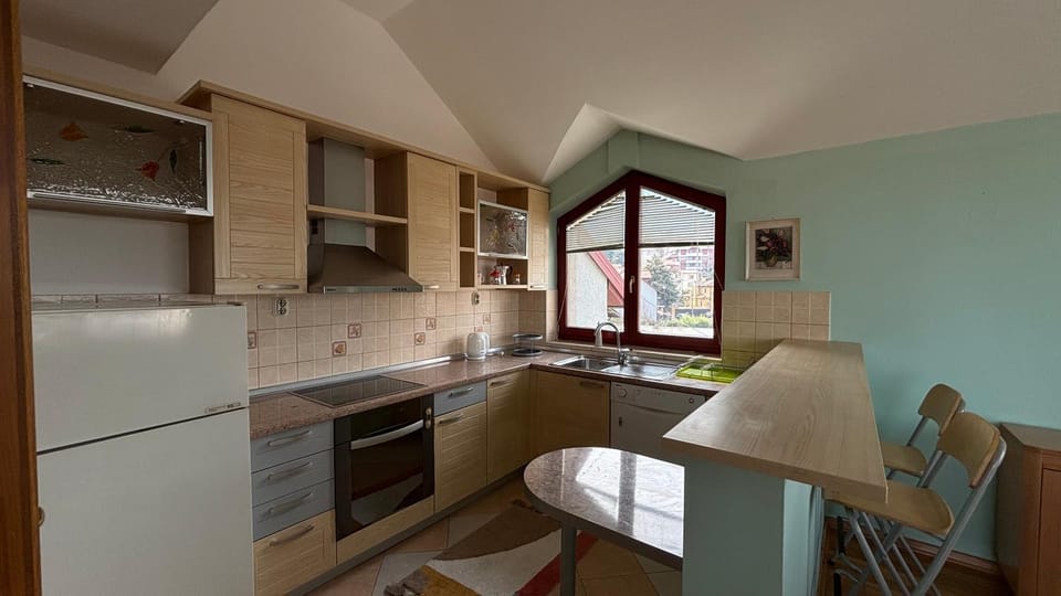Kitchen or kitchenette, Seating area, dishwasher, oven, stove