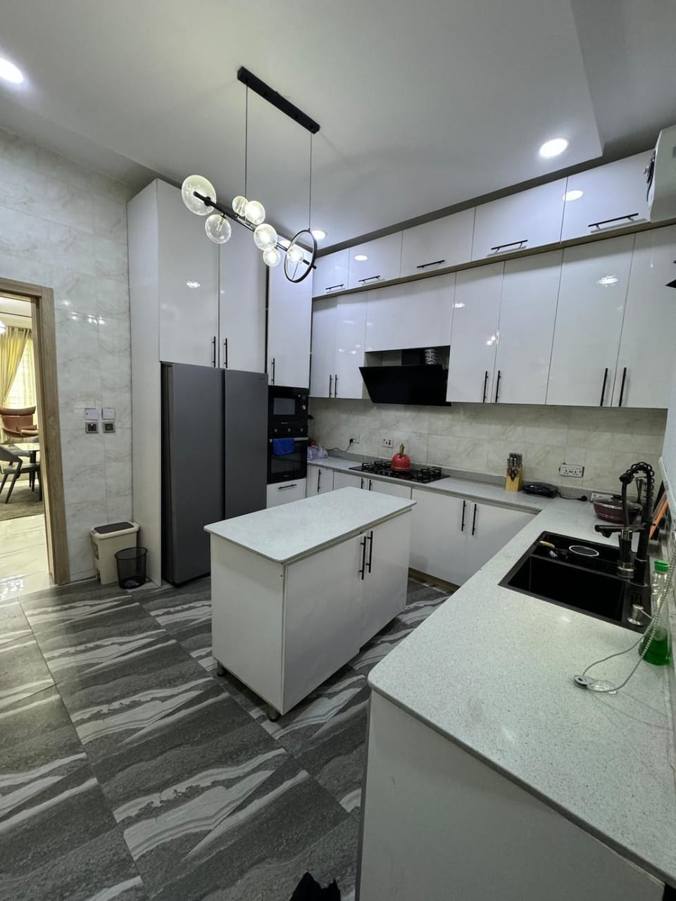 Kitchen or kitchenette, oven, stove