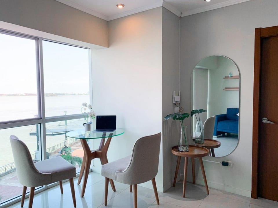 Living room, Seating area, Dining area, River view, Quiet street view, air conditioner