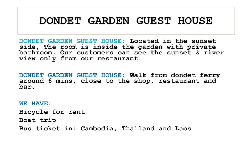 DONDET Garden Guest House Bed and Breakfast in Cambodia