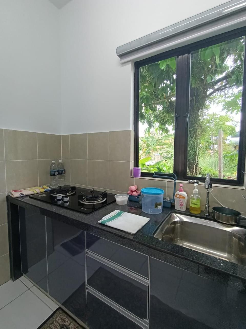 Kitchen or kitchenette, stove