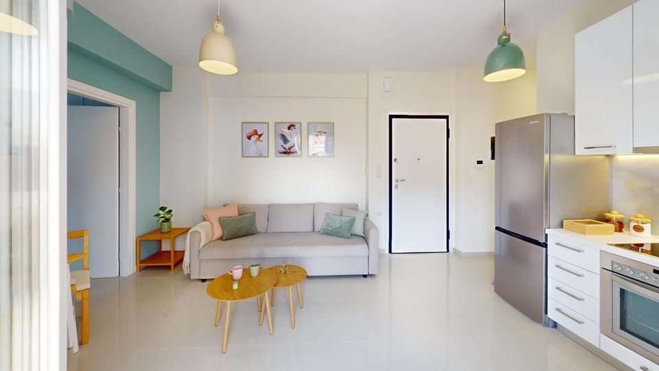 Kitchen or kitchenette, Living room, Seating area, oven, stove