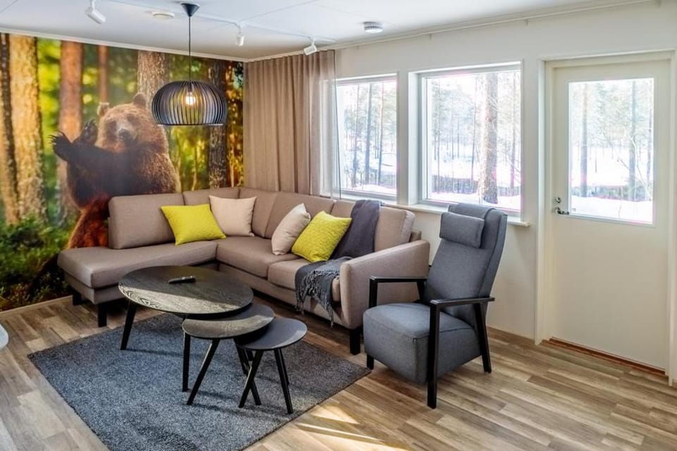 Living room, Seating area, Lake view