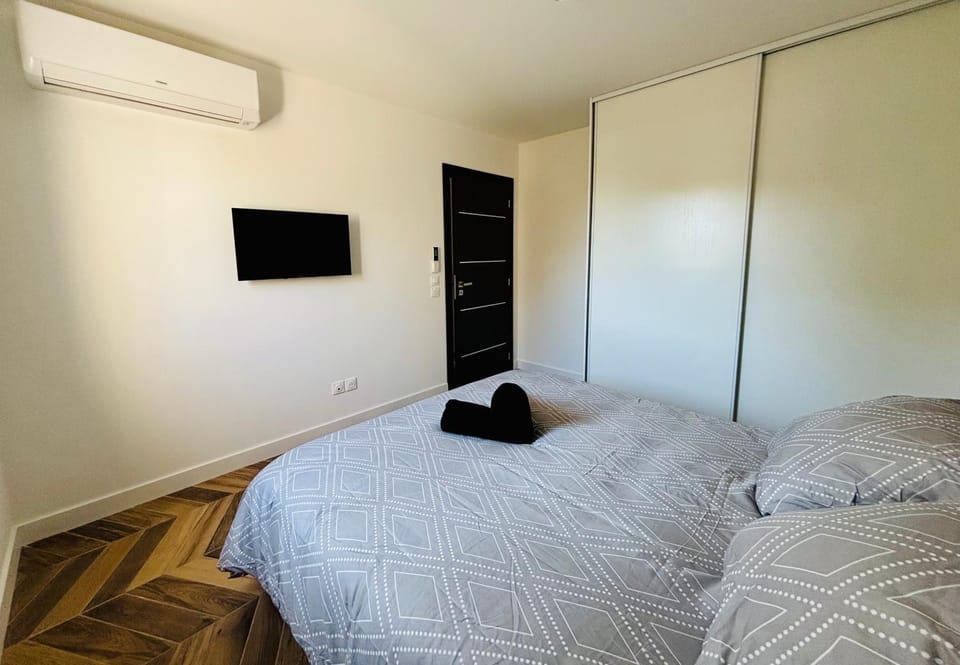 Bed, TV and multimedia, Photo of the whole room, Bedroom, towels, wardrobe, air conditioner