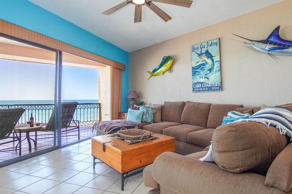 Living room, Seating area, Sea view