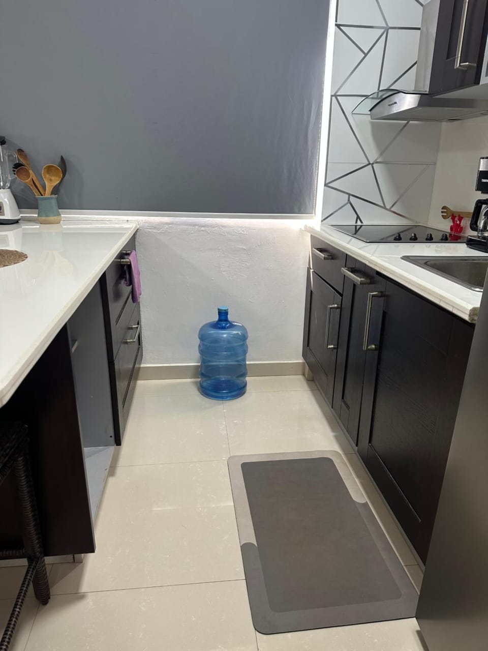 Kitchen or kitchenette, stove
