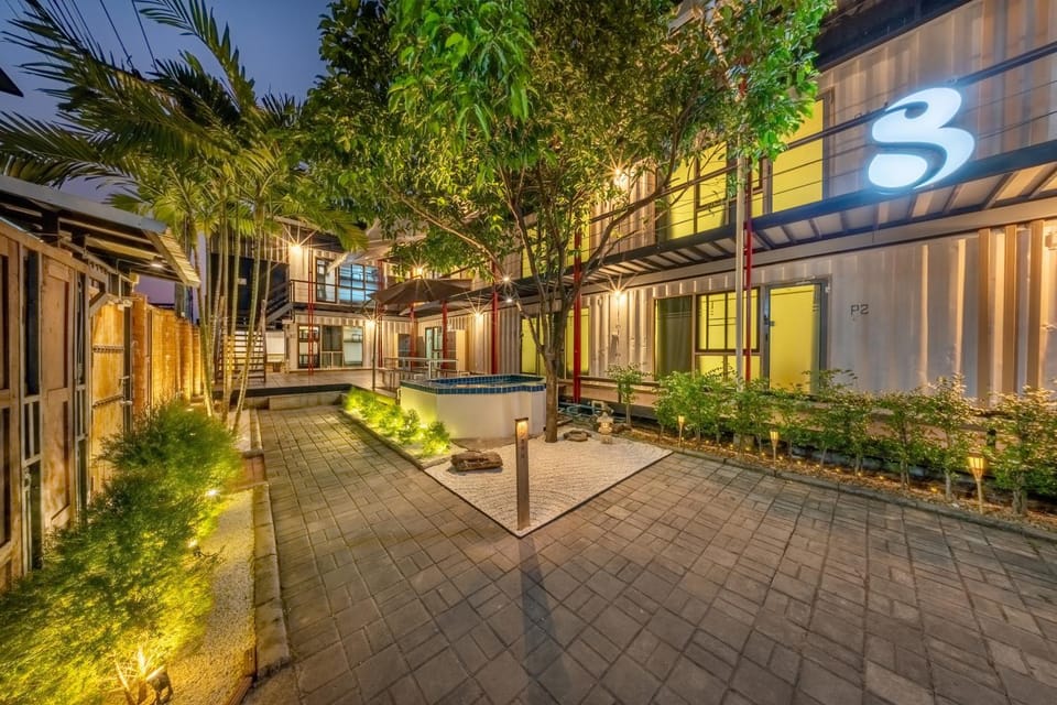 Property building, Night, Garden