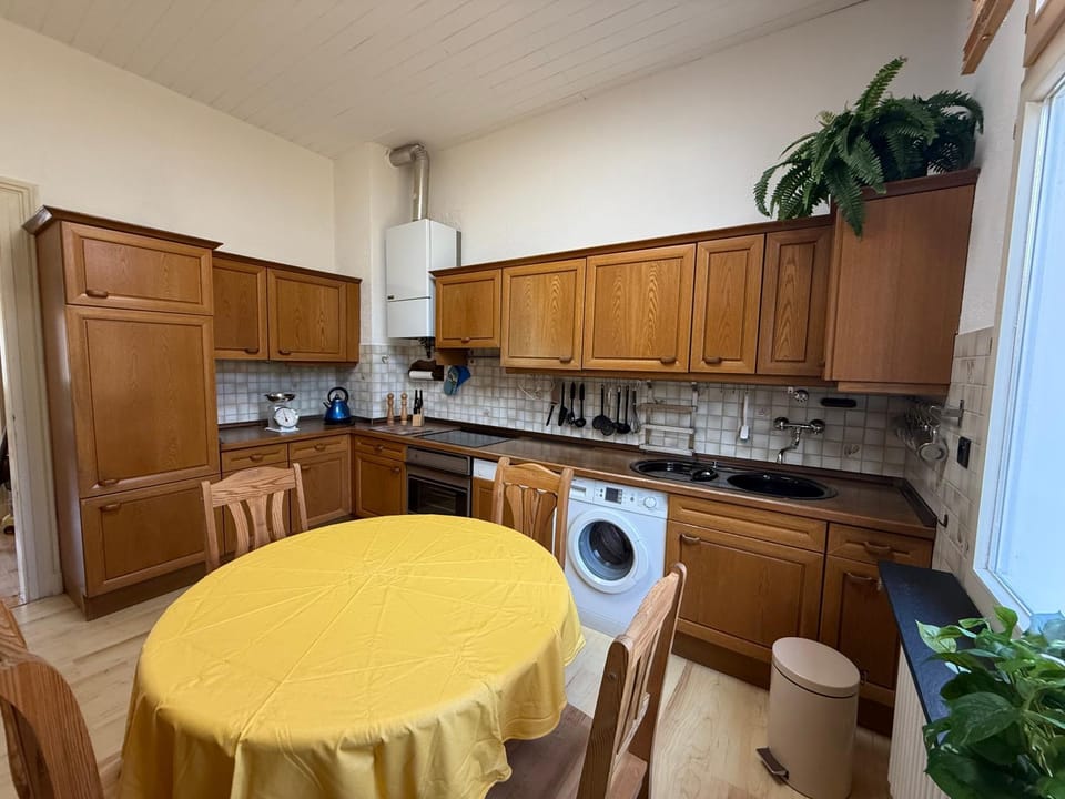 Kitchen or kitchenette, Dining area, dishwasher, oven, stove, washing machine