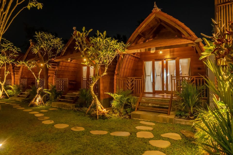 Property building, Night, Garden, Garden view
