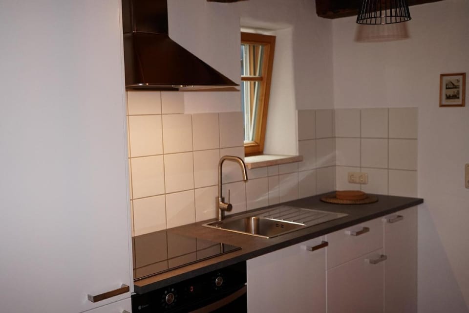 Kitchen or kitchenette, stove